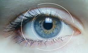 occhio con mirino di un dispositivo di eye-tracking
